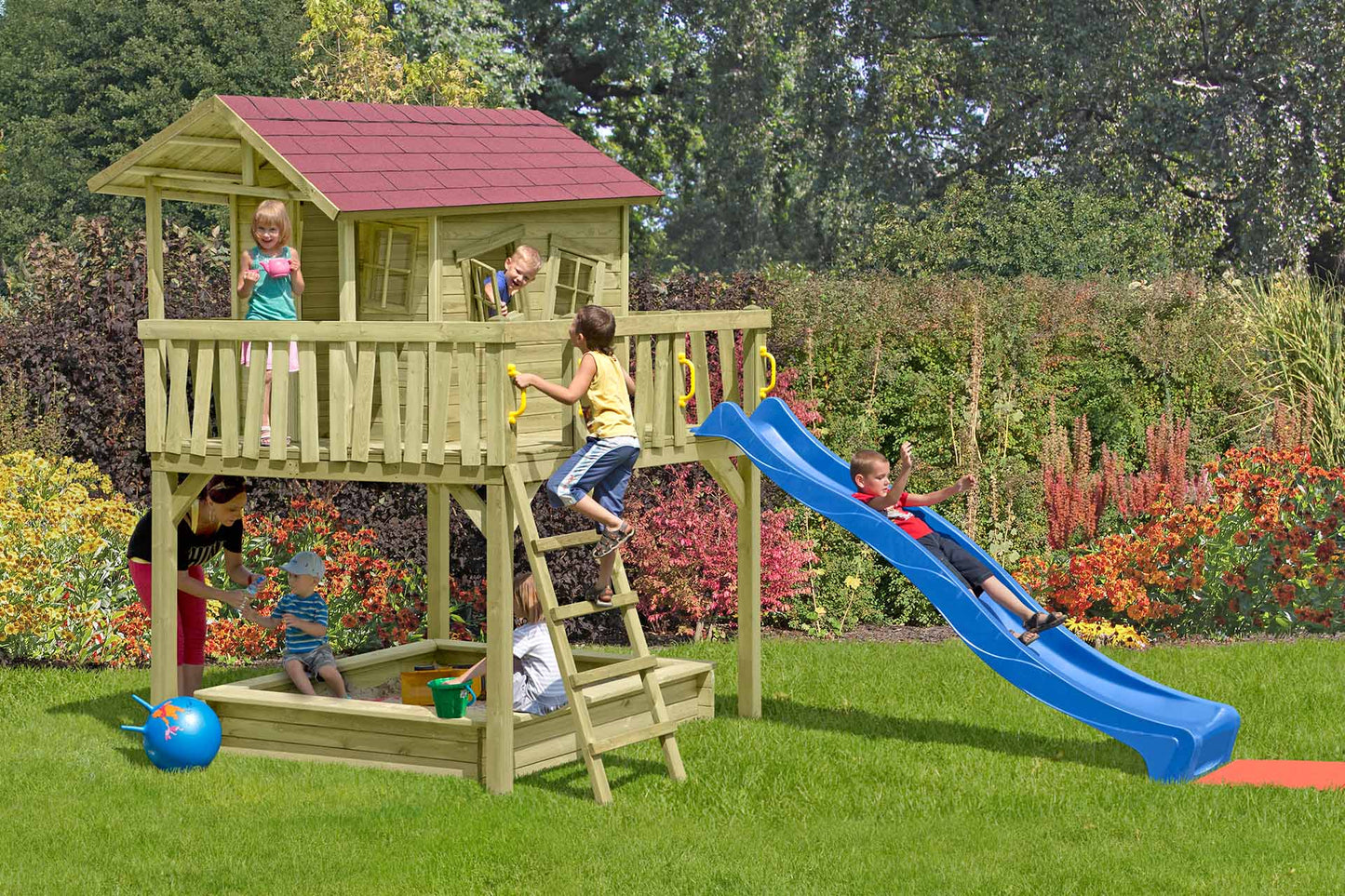 Spielhaus Fun PLUS Finn - inkl. Tür & Fensterläden