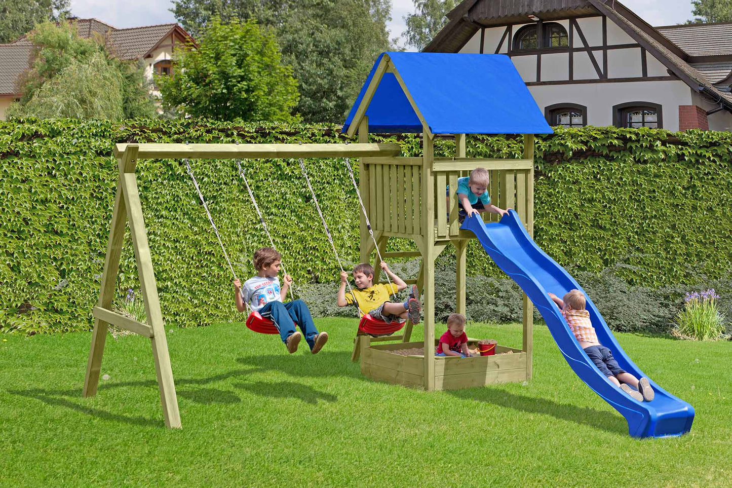 Spielanlage Sebastian mit Doppelschaukel & Sandkasten