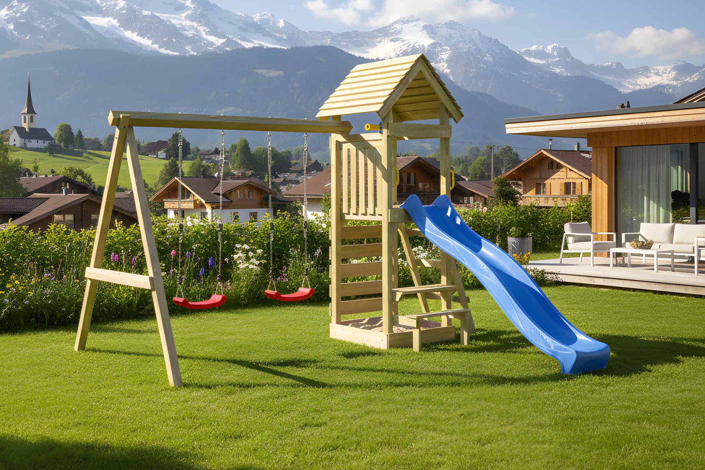 Spielturm Knirps mit Kletterwand