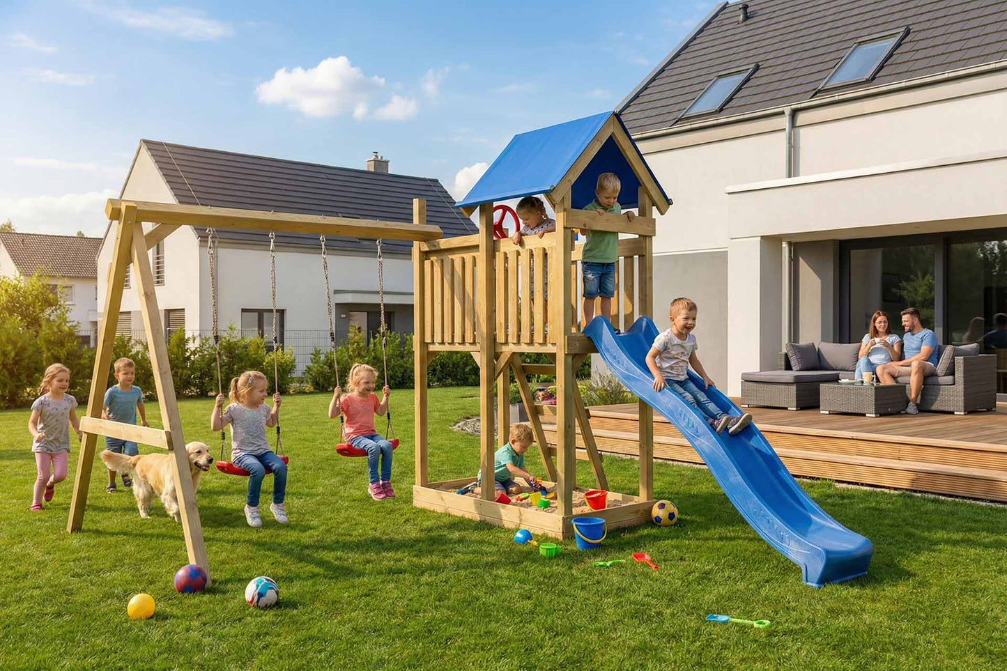 Spielturm Hopser mit Schaukel